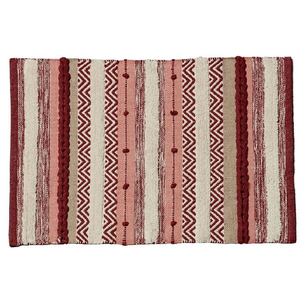 Tapis rectangulaire coton tuft&eacute; Beige terracotta 90x60 cm