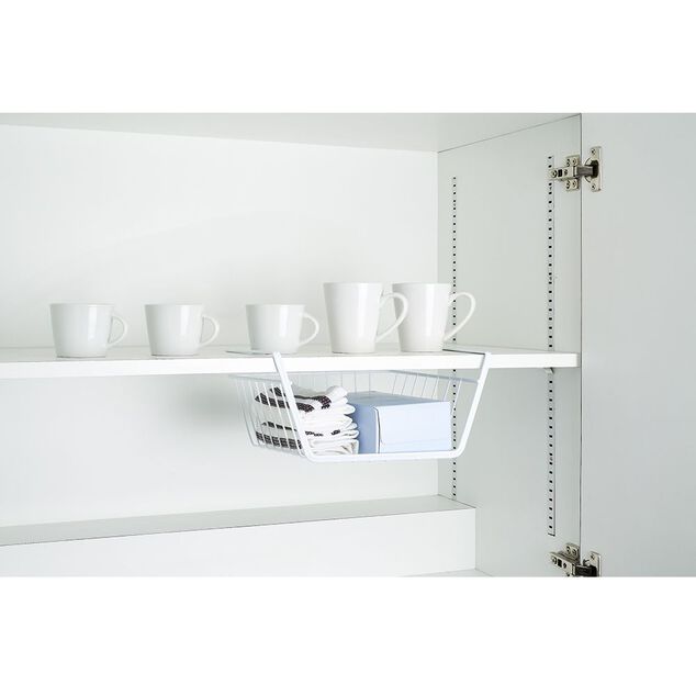 Corbeille &agrave; suspendre en m&eacute;tal blanc L.32 cm