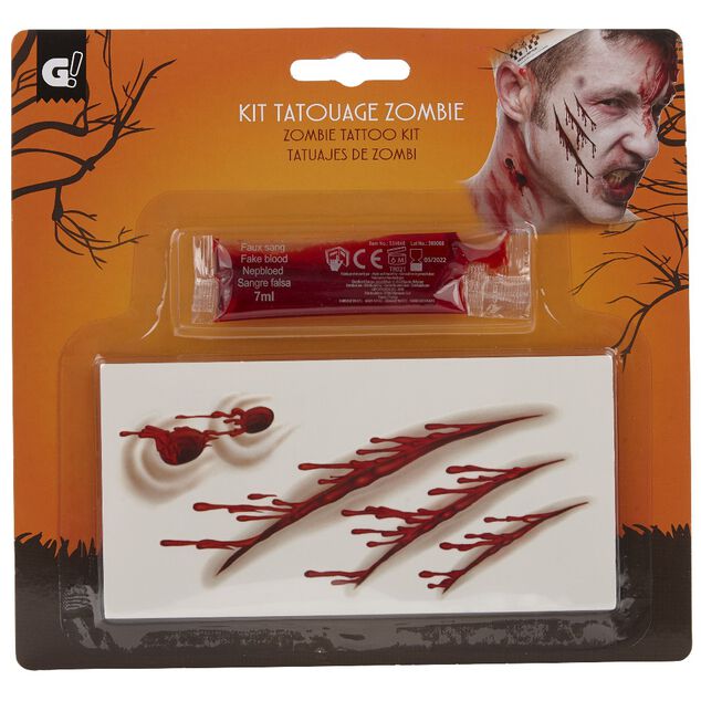 Kit tatouage zombie Halloween (4 mod&egrave;les)