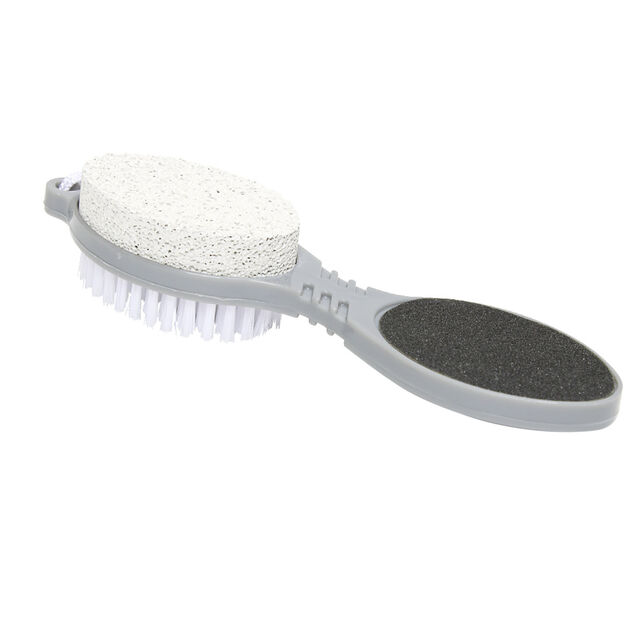Brosse p&eacute;dicure 4en1 brosse/pierre ponce/lime douche/lime m&eacute;tallique