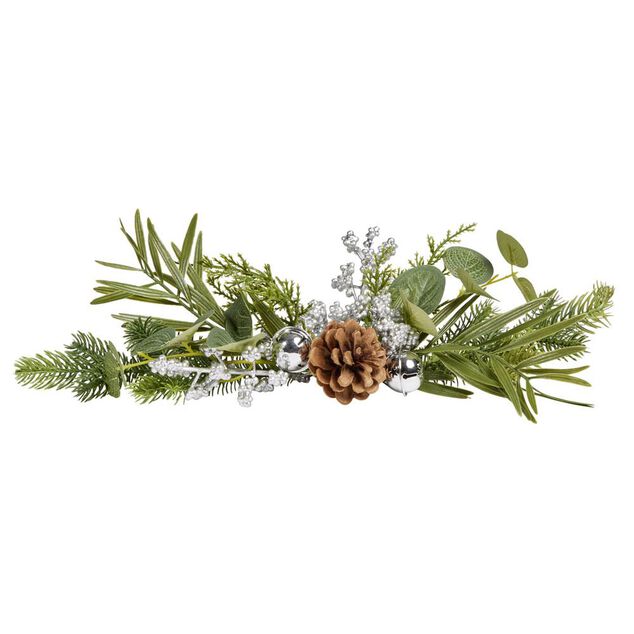 Centre de table No&euml;l pomme de pin feuillage vert