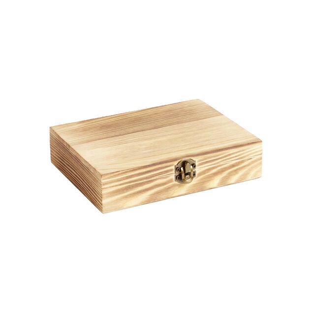 Gla&ccedil;ons en acier avec pince et housse dans coffret en bois