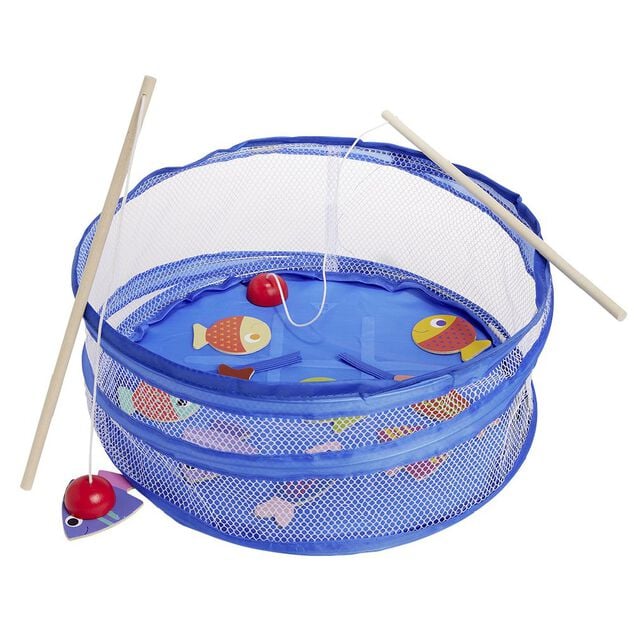 Jeu 3-en-1 lancer morpion p&ecirc;che en bois