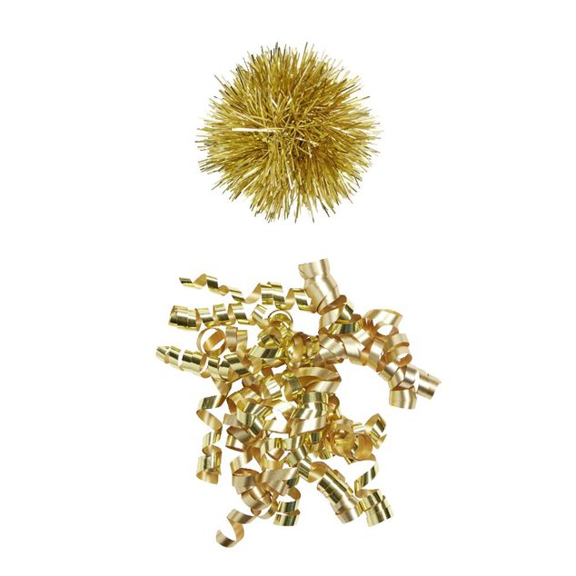 Noeud cadeau avec pompons et frisettes H15cm (5 mod&egrave;les)