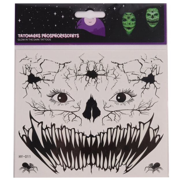 Tatouage Halloween phosphorescent noir (2 mod&egrave;les)