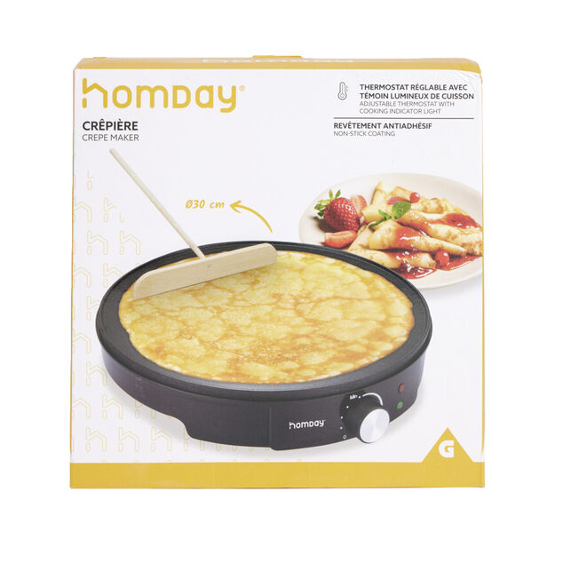 Crépière électrique en alu noir Ø30cm 1200W