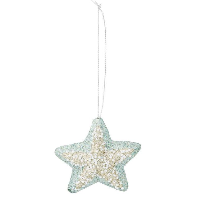 &Eacute;toile &agrave; suspendre paillet&eacute; bleu 7,5x7,5cm