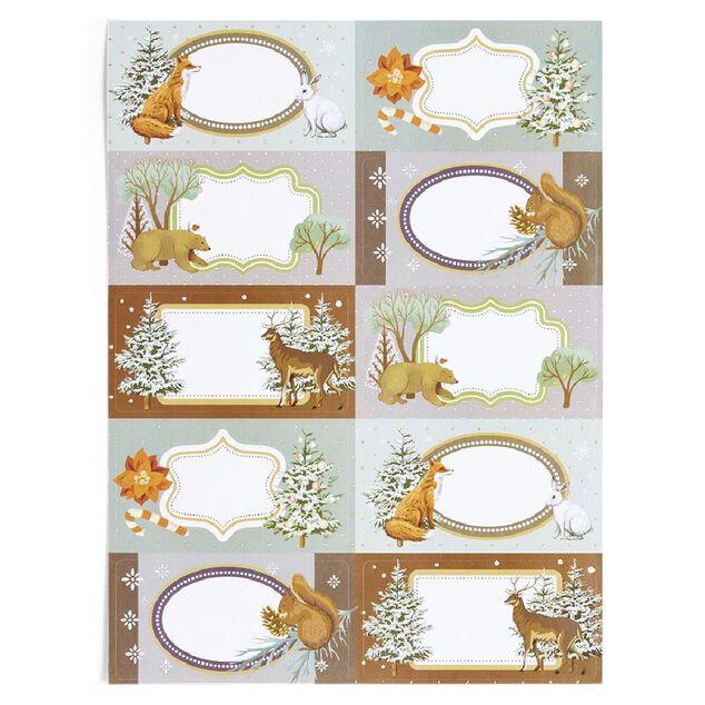 &Eacute;tiquette cadeau autocollante motif nature 4x8cm x10
