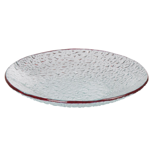 Service vaisselle rond en verre rouge transparent 18 pi&egrave;ces