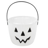 Seau &agrave; bonbons Halloween design citrouille phosphorescent blanc