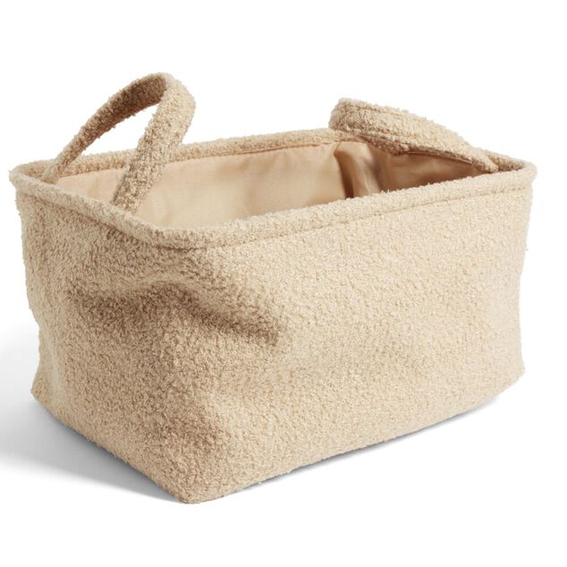 Pani&egrave;re laine boucl&eacute;e beige 36x26xH20cm