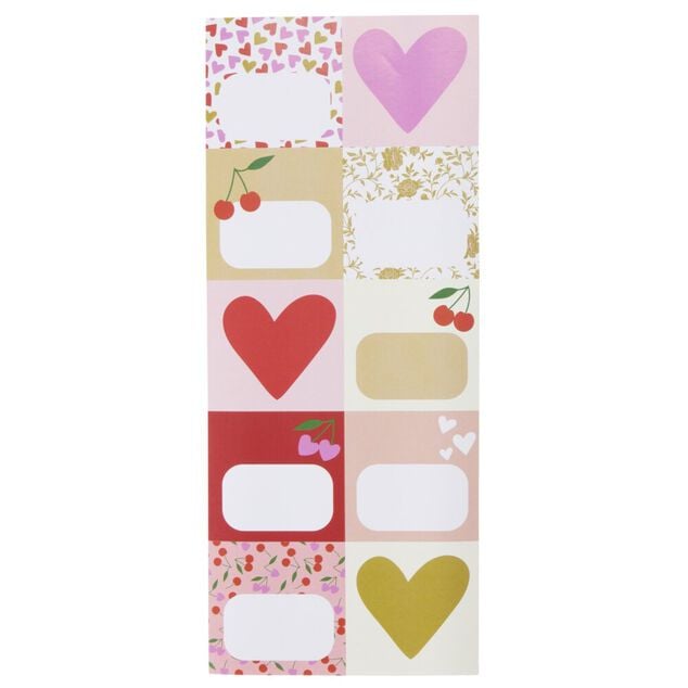 Papier cadeau x3 rouleau 70x200cm avec 10 stickers th&egrave;me coeur