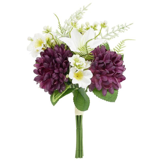 Piquet fleur artificielle &Oslash;18xH32cm blanc et violet