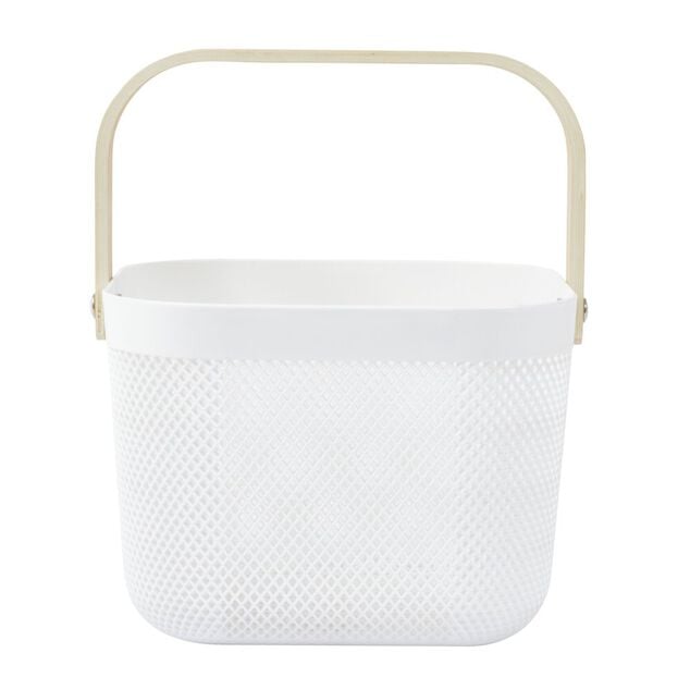 Panier plastique avec anse blanc et naturel - L24 x l24 x H18 cm