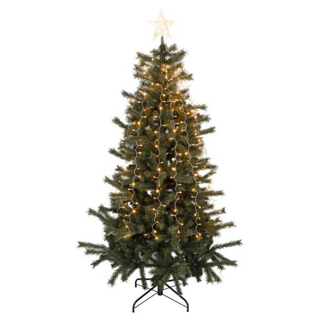 Guirlande lumineuse 196 LED pour sapin en cascade avec &eacute;toile L180cm