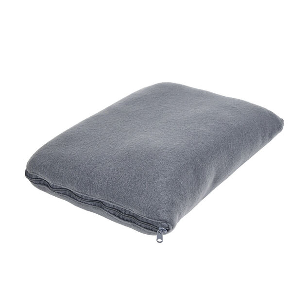 Plaid polaire gris 130x160cm 2en1 avec fermeture pour coussin