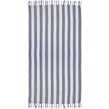 Fouta de plage 1 personne marini&egrave;re blanc et bleu 90x180cm