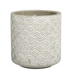 Cache pot cylindre en terre cuite motif &eacute;caille