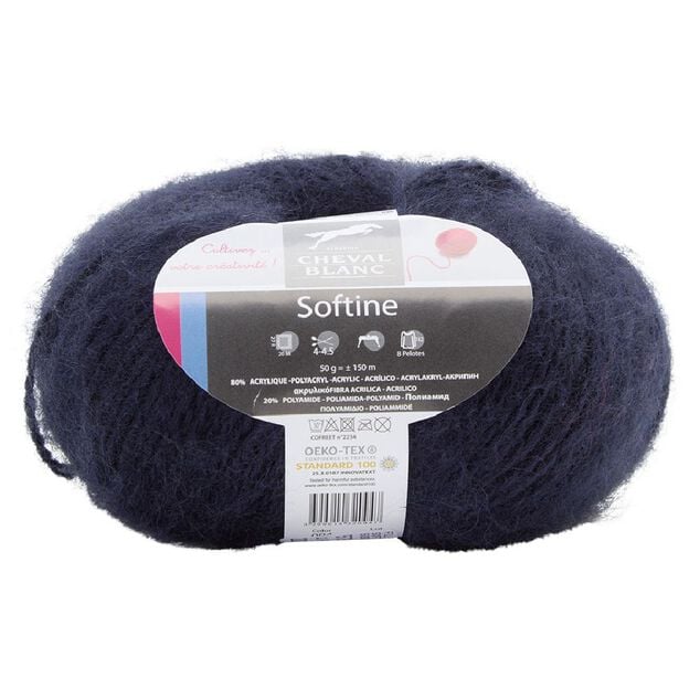 Fil &agrave; tricoter Softine bleu marine 50 g