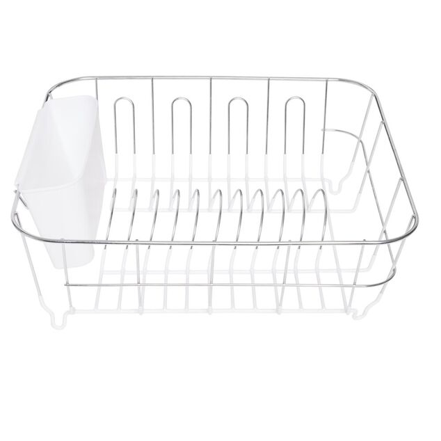 Égouttoir à vaisselle gris avec bac à couvert blanc