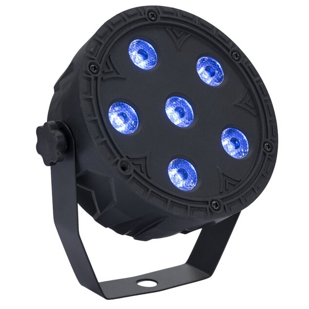 Projecteur de lumi&egrave;re disco rond 6LED RGB 360&deg; avec t&eacute;l&eacute;commande H14cm