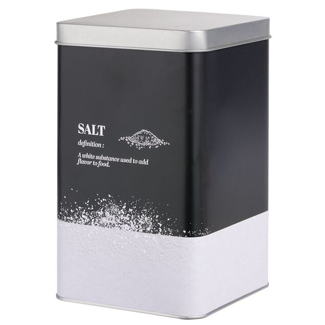Bo&icirc;te &agrave; sel en m&eacute;tal noir et gris design salt - 10,7x10,7xH.17,5cm