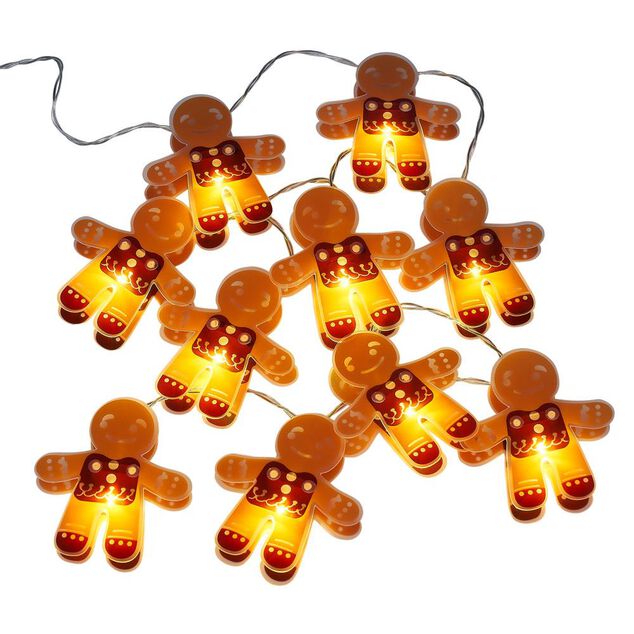 Guirlande lumineuse pain d'épice 10LED blanc chaud 1,35m