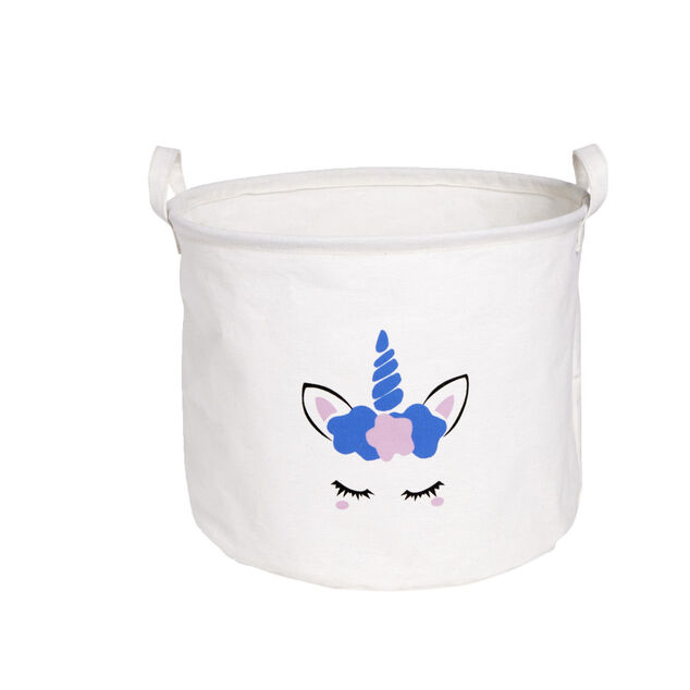 Panier &agrave; linge en toile enfant &Oslash;30xH25cm (2 mod&egrave;les)