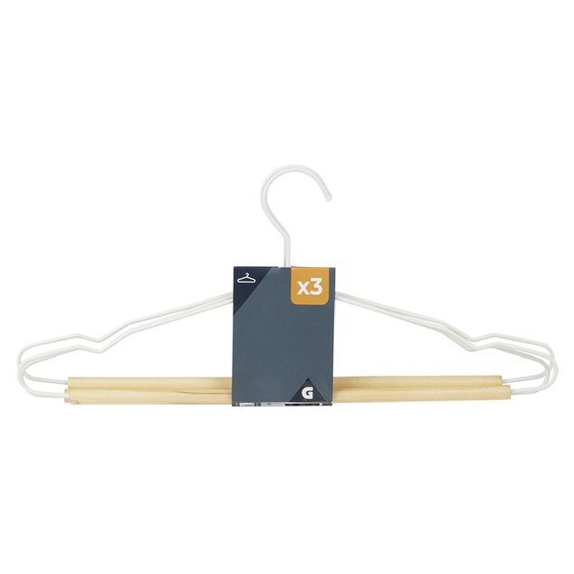 Cintre en m&eacute;tal blanc et bois x3