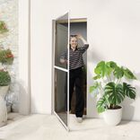 Moustiquaire porte aluminium toile fibre de verre ajustable blanche L100xH210cm