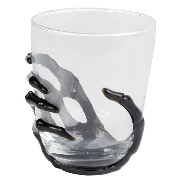 Verre main squelette Halloween noir transparent