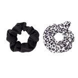 Chouchou en tissu x2 uni et léopard Ø11cm (2 modèles)