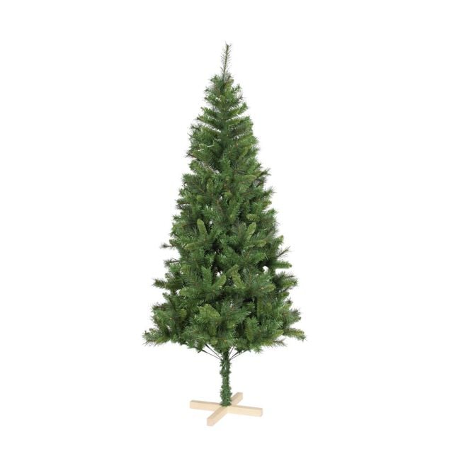 Sapin artificiel vert pied en bois 730 branches Ø108xH210cm