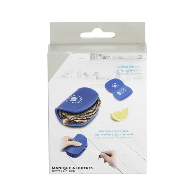 Manique à huître crantée silicone bleu 11x16cm