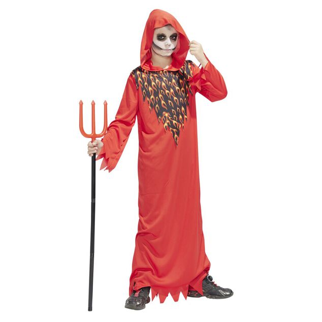 D&eacute;guisement Halloween enfant diable cagoule et tunique rouge 7/10ans