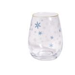 Verre transparent bord dor&eacute; avec motifs flocons de neige 46cl