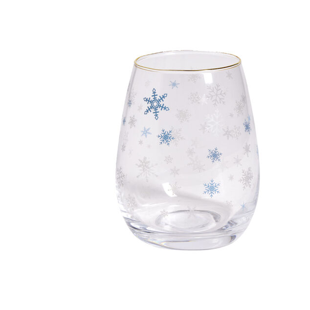 Verre transparent bord dor&eacute; avec motifs flocons de neige 46cl