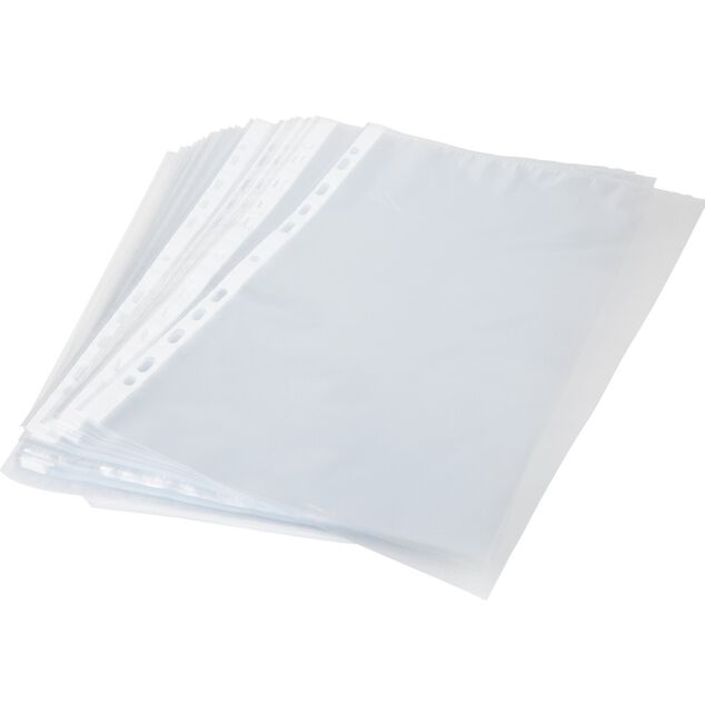 Pochette plastique perfor&eacute;e transparente A4 x100