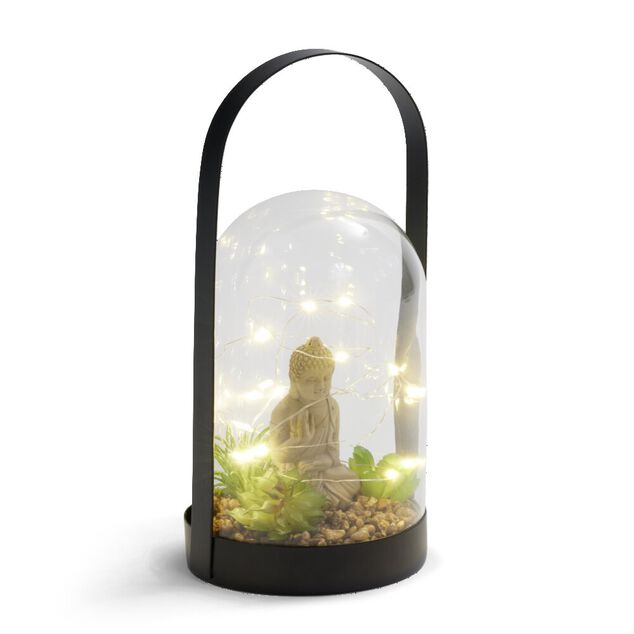 D&eacute;coration LED &agrave; poser avec int&eacute;rieur Bouddha &Oslash;12,5xH29cm