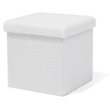 Pouf coffre Clara décor laine bouclée Blanc  - L38xP38xH38 cm