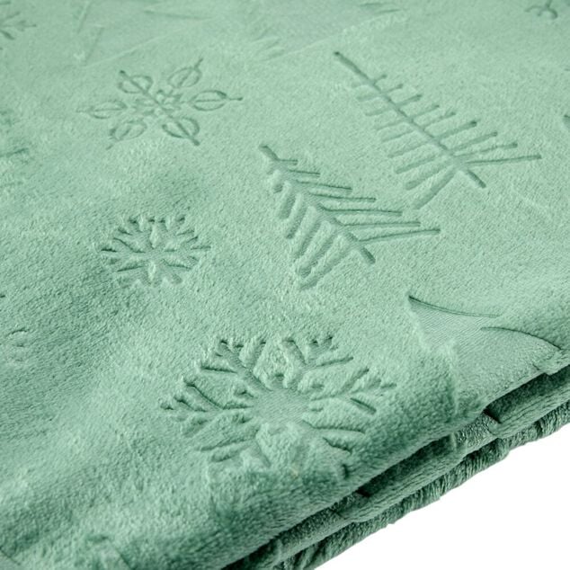 Plaid de No&euml;l imprim&eacute; relief polyester L160X130 cm (2 mod&egrave;les rouge ou vert)