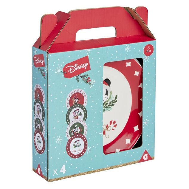 Lot de 4 assiettes dessert Disney Mickey porcelaine &Oslash;19cm