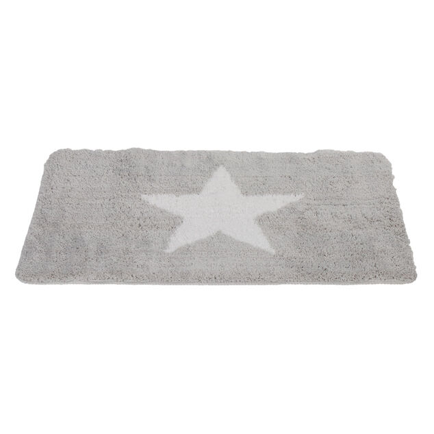 Tapis salle de bain gris motif &eacute;toile 45x75 cm