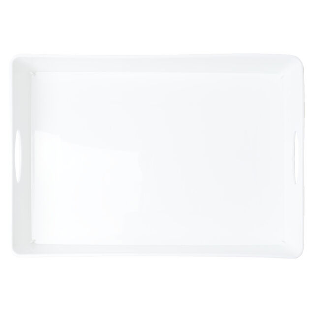 Bac de rangement plastique blanc avec poignée 37,5x26xH6cm