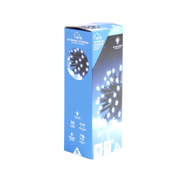 Guirlande lumineuse ext&eacute;rieur 30LED blanc froid 2,2m