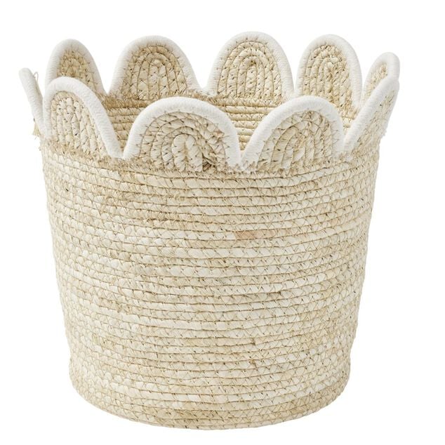Pani&egrave;re d&eacute;corative fibre naturelle et bord festonn&eacute; &Oslash;26xH26cm (3 mod&egrave;les)