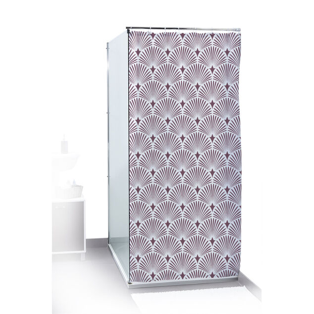 Rideau de douche motif vague japonaise blanc et marron 180x200cm