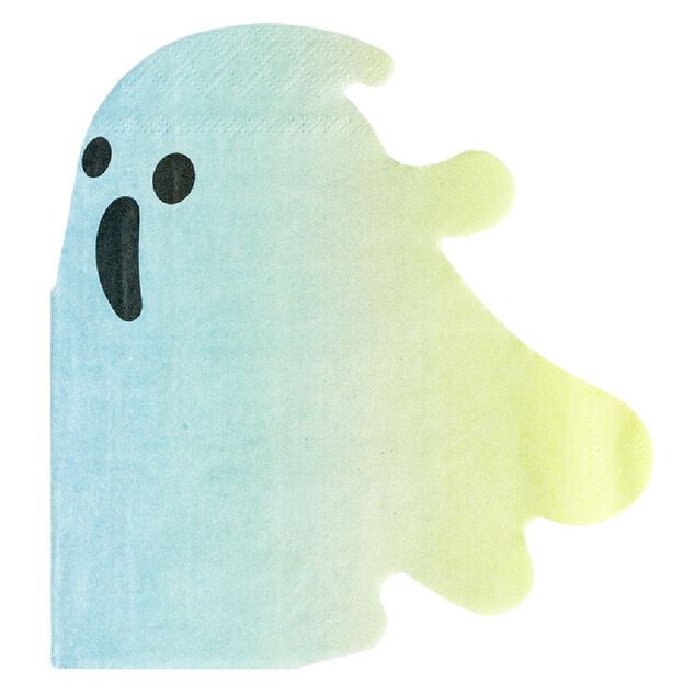 Serviette de table Halloween fant&ocirc;me bleu et jaune x12