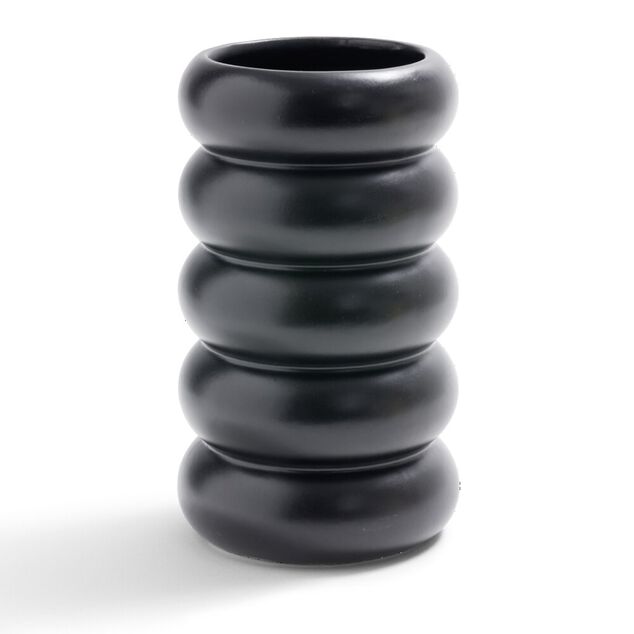 Vase anneau c&eacute;ramique noir &Oslash;11,7xH20,5cm