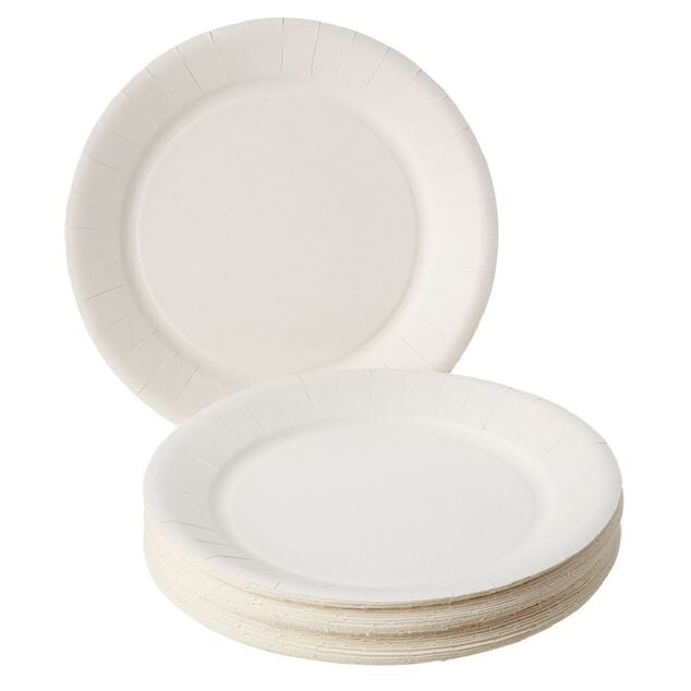 Lot de 50 assiettes en carton blanc Ø23 cm